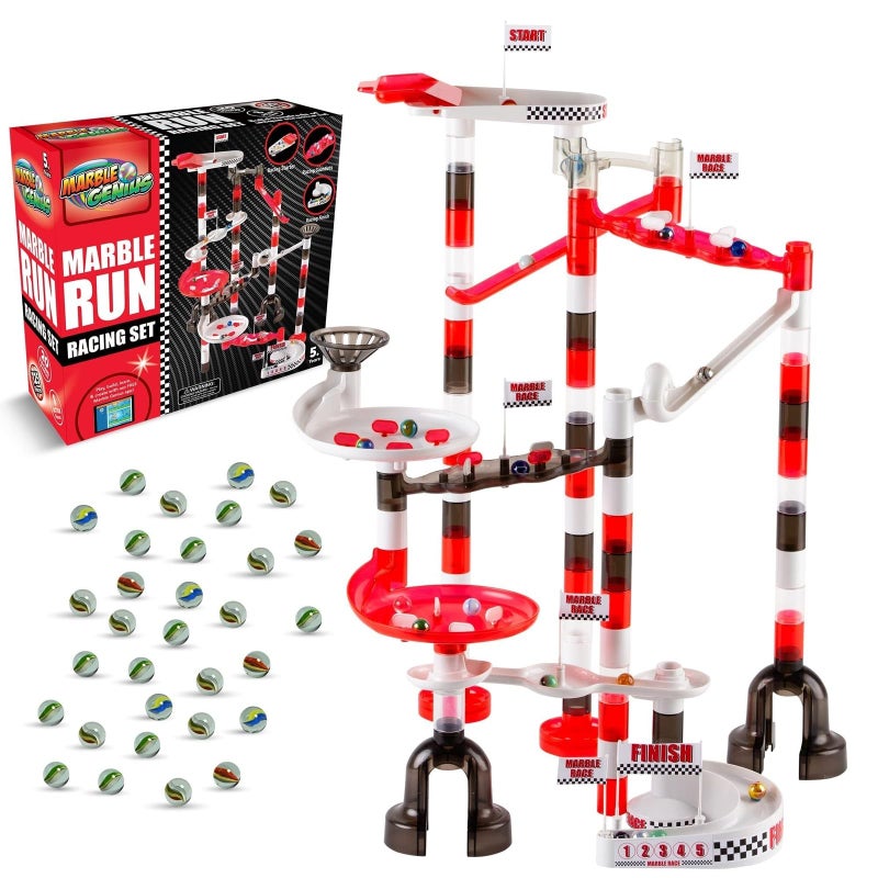 Marble Genius Marble Run Racing Set: 125-Piece Marble Run Racing Set Toys for Kids, Marbles Maze Tower Building Blocks, Marbles Race Track Rolling Game, Educational Learning STEM Toy Gift - Image 1